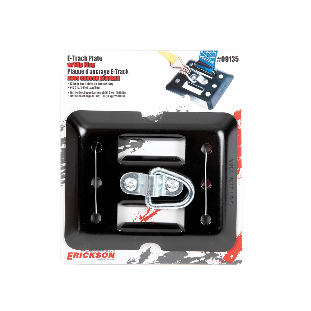 ERI09135 Mini E-Track Plate with 2 Slots & Center Flip Ring - Black