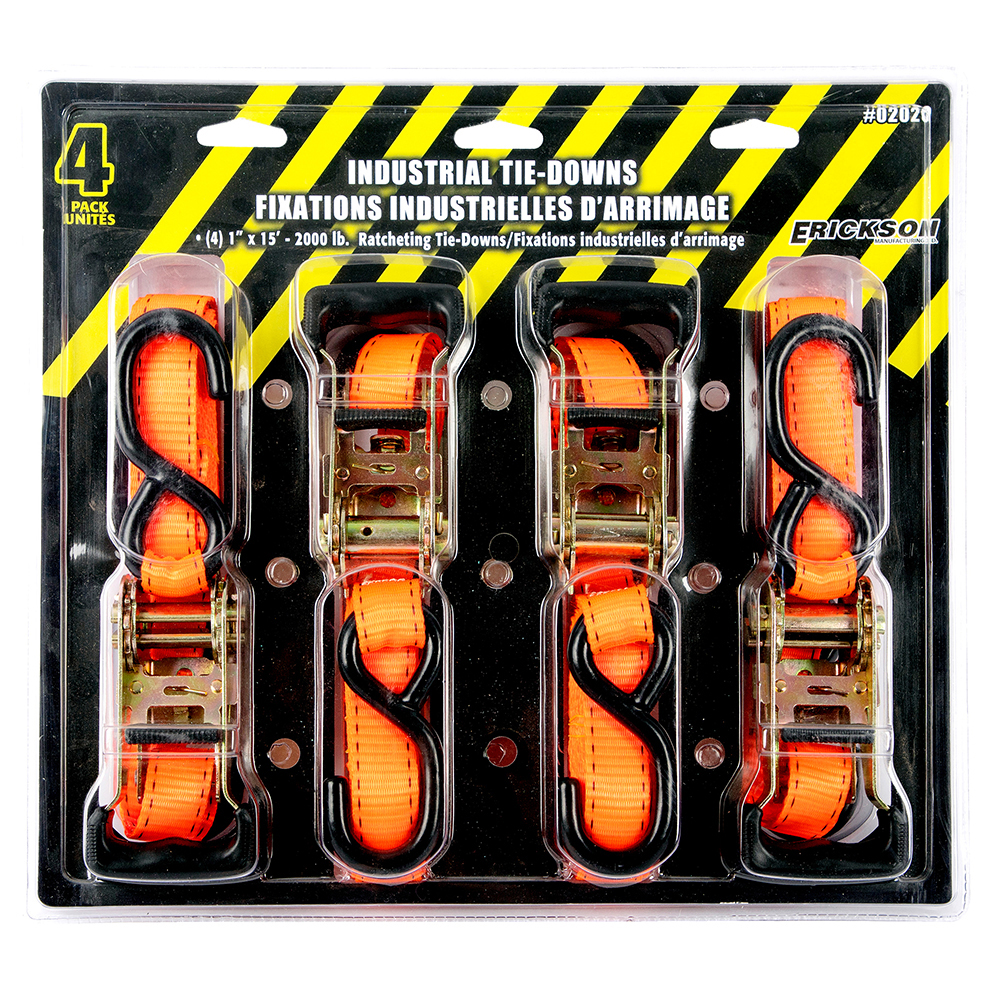 ERI02020 Tie Down Set - 1 in. x 15 ft., 2000 lbs - Pack of 4