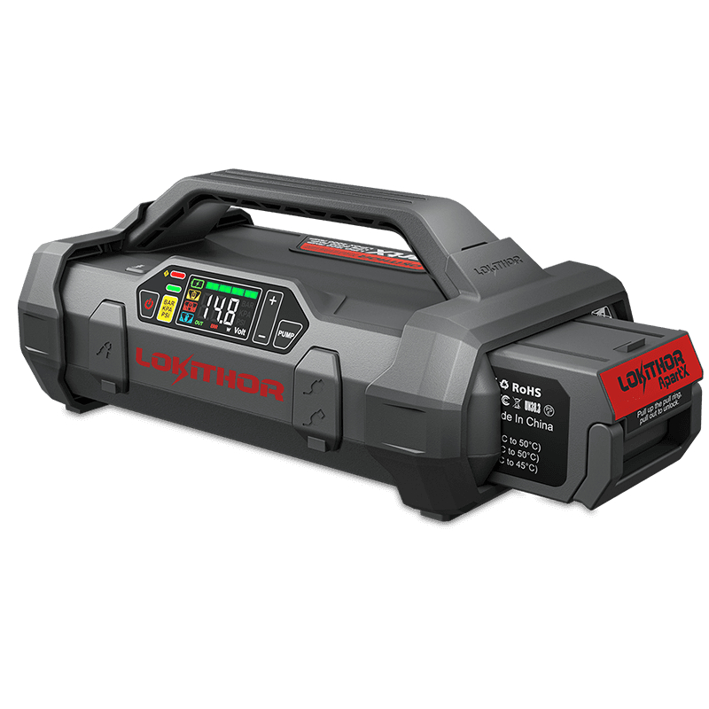 LOKLO-LIPOX 4000 A Lipox Battery Jump Starter with Battery Warming Technology for Gas & Diesel - Grey & Red