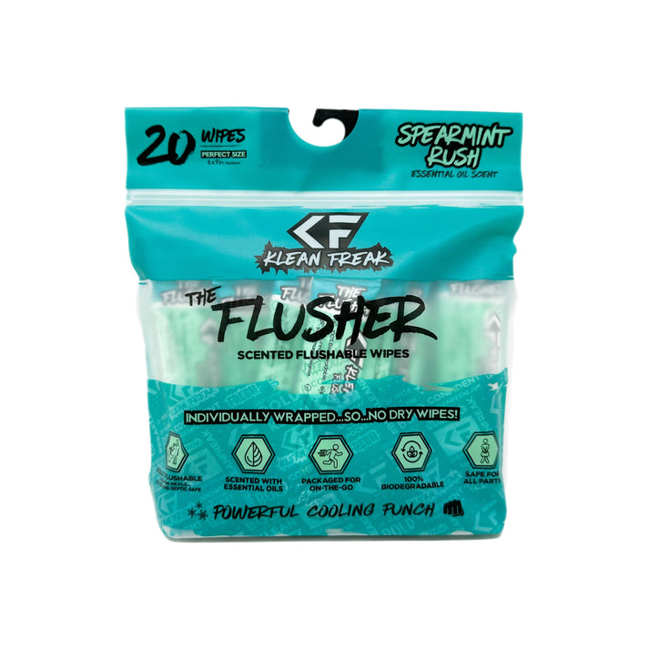 KLFFDSR20 Flushable Wipes with Spearmint Rush & The Flusher - Pack of 20