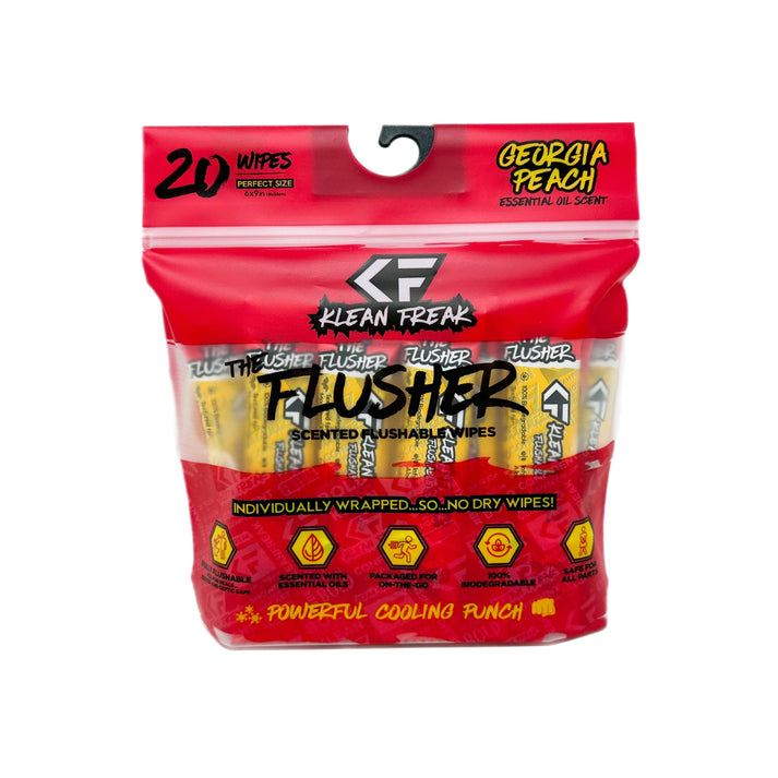 KLFFDGP20 Flushable Wipes with Georgia Peach & The Flusher - Pack of 20