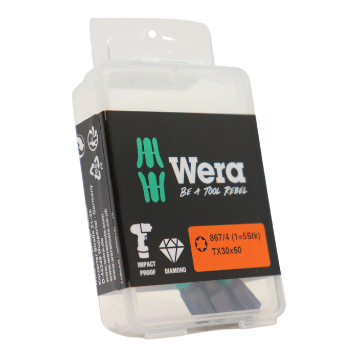 Wera Tools WRA05057666001 DIY Impactor Impact Torx Bits - 30 x 50 mm & 87.75 - 5 Piece