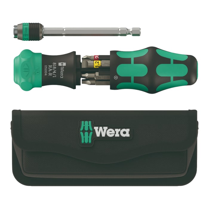Wera Tools WRA05051516001 Kraft-Form Kompakt 26 RA-R Bit-Holding Screwdriver with Ratchet Functionality & Pouch - 6 Piece
