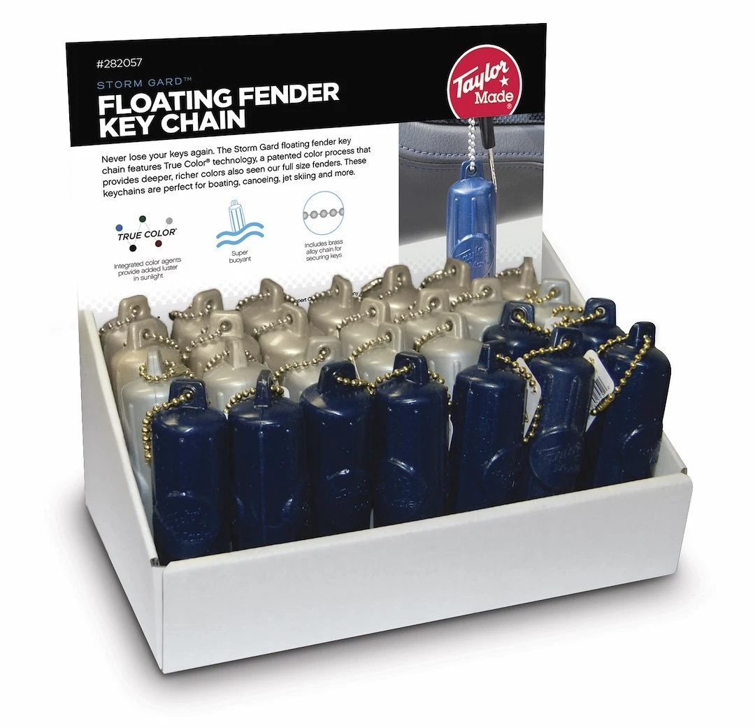 Taylor Made TAM282057 Mini Floating Fender Key Chain, Blue, Gold & Silver - 28 Piece