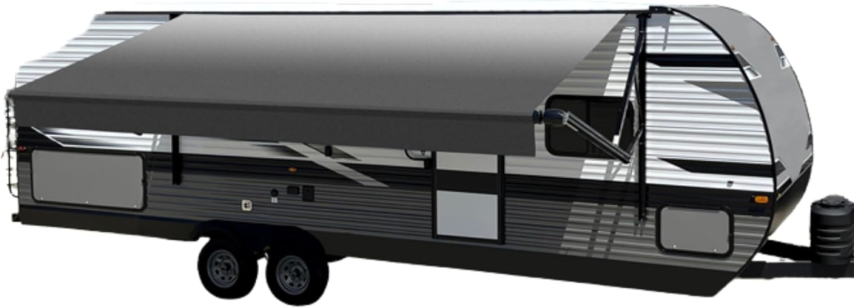 VELVR21002000 21 ft. Awning Roll Tube with Charcoal Fade Canopy Assembly with End Caps & 12V Light Strip