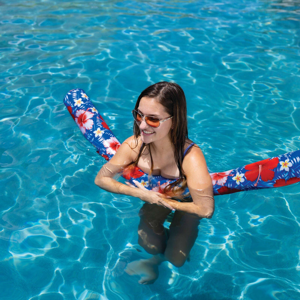 WOW23-WPF-4642 Hawaiian Floral Soft Top Noodle - Blue & Red
