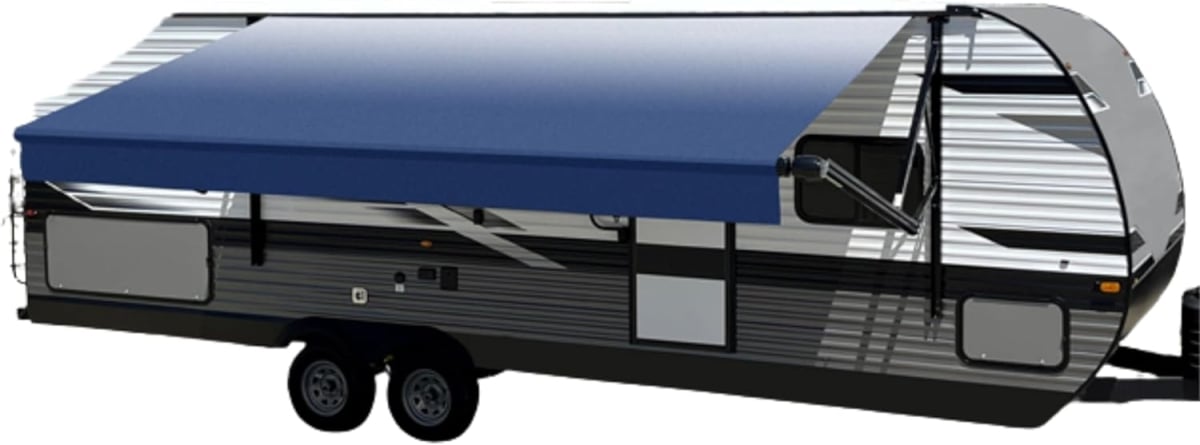 VELVR14004000 14 ft. Awning Roll Tube with Slate Blue Fade Canopy Assembly with End Caps & 12V Light Strip