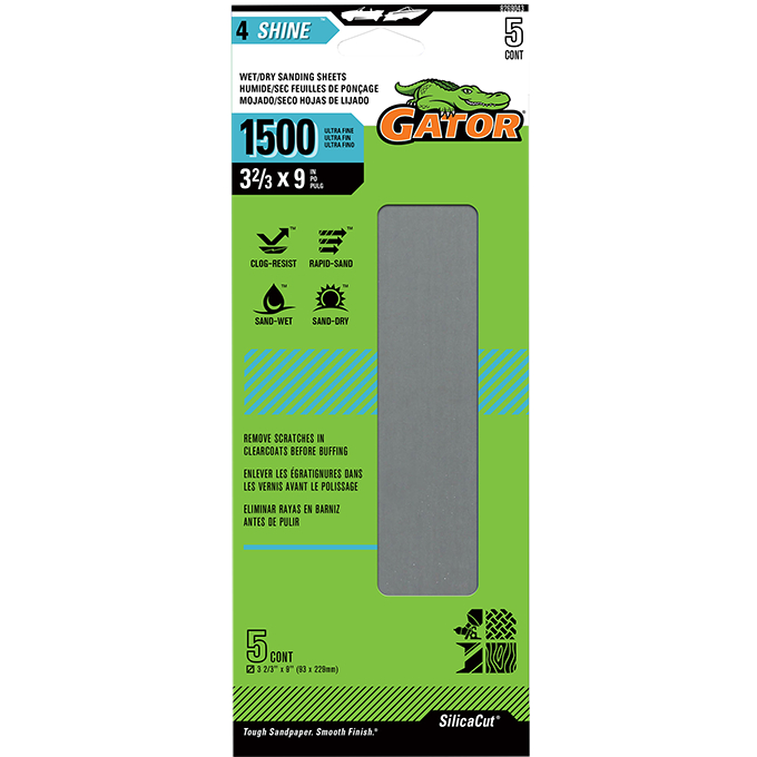 GTF8269043 Waterproof Clamp-on Sanding Sheets - 1500 Grit, 10.67 x 9 in. - Pack of 5