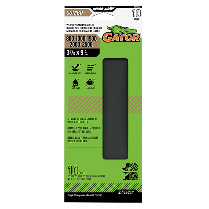 GTF5070043 Waterproof Clamp-on Sanding Sheets - 10.6667 x 9 in., Assorted Grit - Pack of 10