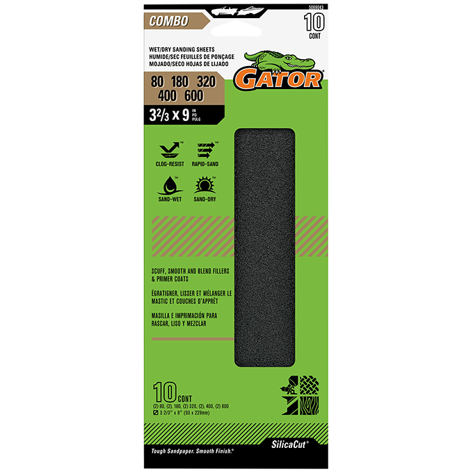 GTF5069043 Waterproof Clamp-on Sanding Sheets - 10.6667 x 9 in., Assorted Grit - Pack of 10