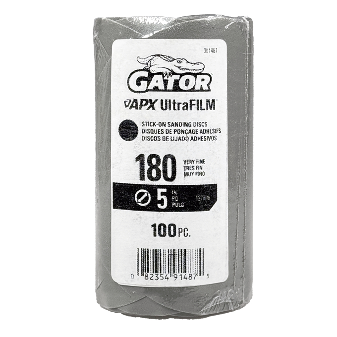 GTF391487 Sanding Discs - 5 in., 180 Grit, PSA, Gray - Pack of 100