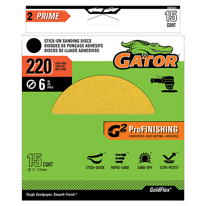 GTF8202043 Sanding Discs - 6 in., 220 Grit, Gold - Pack of 15