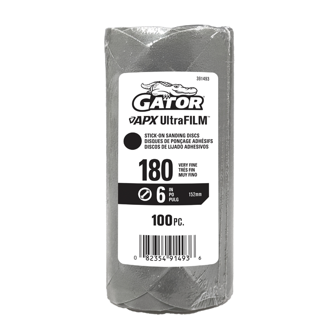 GTF391493 Sanding Discs - 6 in., 180 Grit, PSA, Gray - Pack of 100