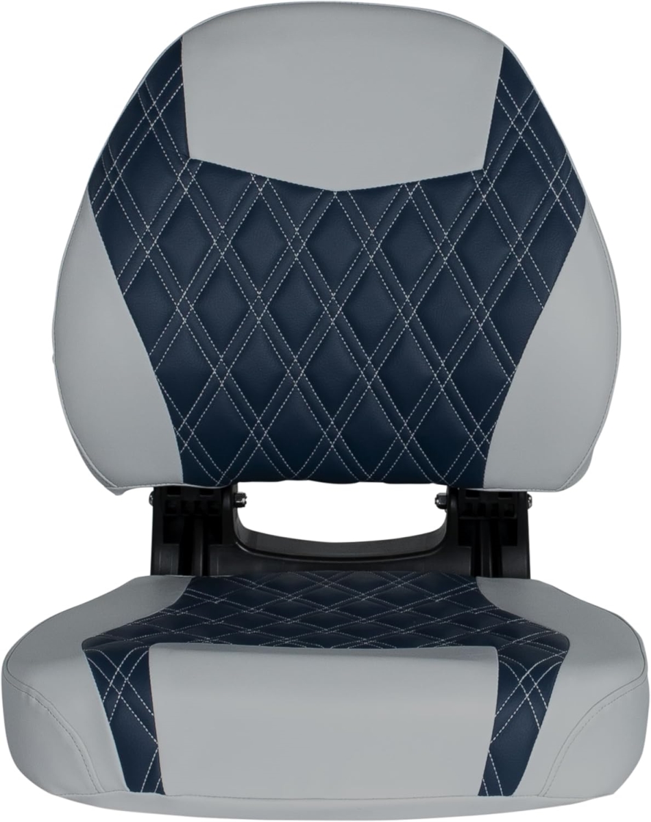 Taylor Made TAM2024052639 19 x 19 x 22.5 in. Sunset Collection Folding Pontoon Boat Console Seat, Contour Foam Cushion - Gray & Blue