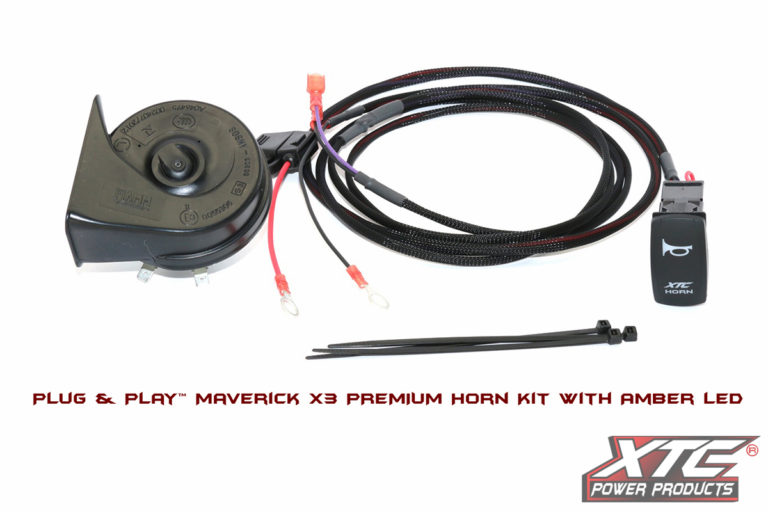 XTCHORN-MAVX3-PR-LA Plug & Play Horn Kit for Canam Maverick X3 - Amber LED Rocker Switch