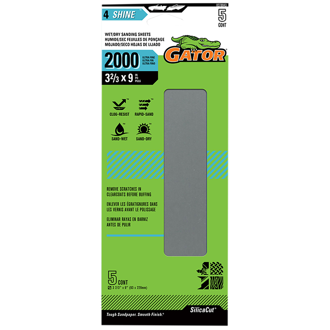 GTF8270043 Waterproof Clamp-on Sanding Sheets - 10.6667 x 9 in., 2000 Grit - Pack of 5