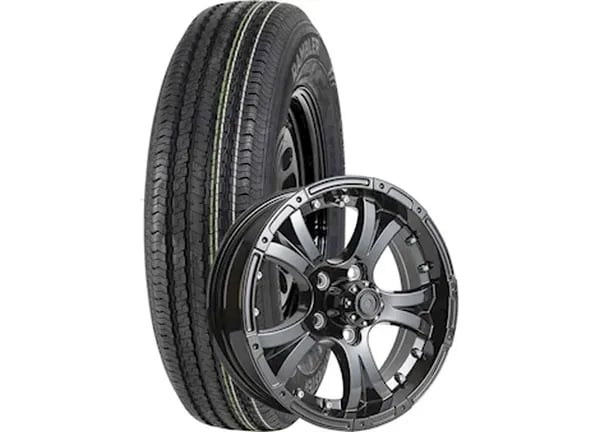 TSKB-20575R150D-F-50545BFPB2-V ST205-75R15 Rambler Trailer Assembly Black Full Paint LRD On Aluminum Wheel - 15 x 5 & 5 x 4.5 in., 2150LCC