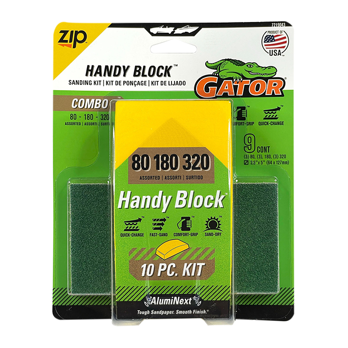 GTF7219043 Sanding Kit - Assorted Grit, Micro-Zip Handy Block - Pack of 9
