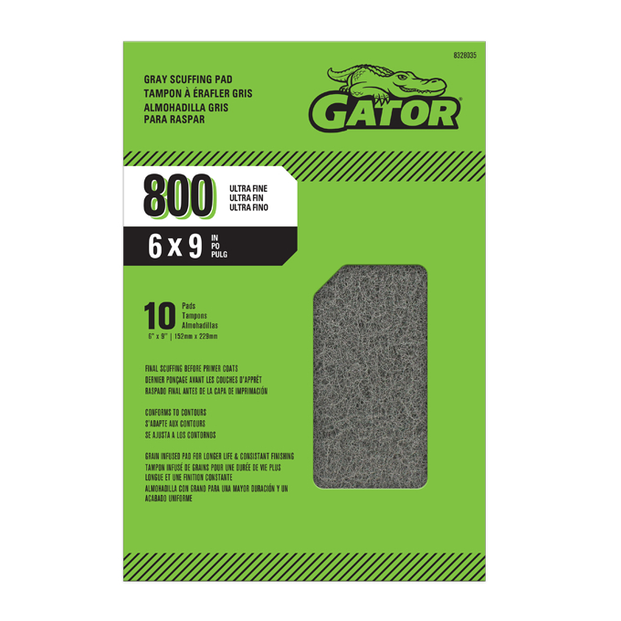 GTF8328035 Sanding Hand Pad - 800 Grit, Gray, 6 x 9 in. - Pack of 10