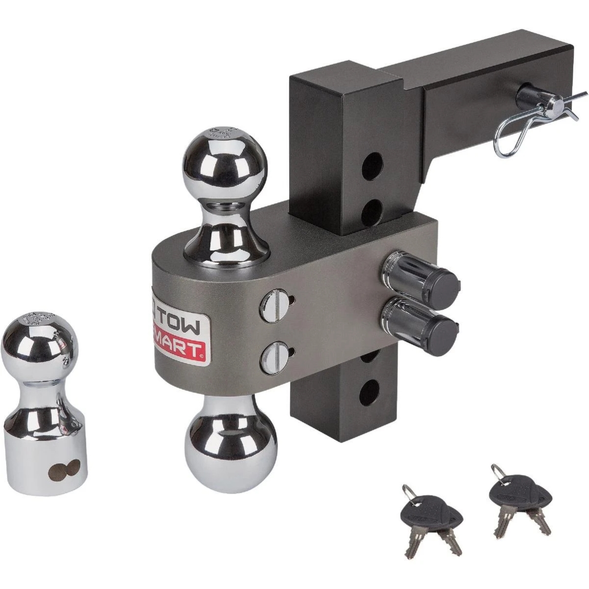 Winston Products WNP9297 Drop Adjustable Tri-Ball Mount with Interchangeable Hitch-Balls, 12000 lbs, 6 in.