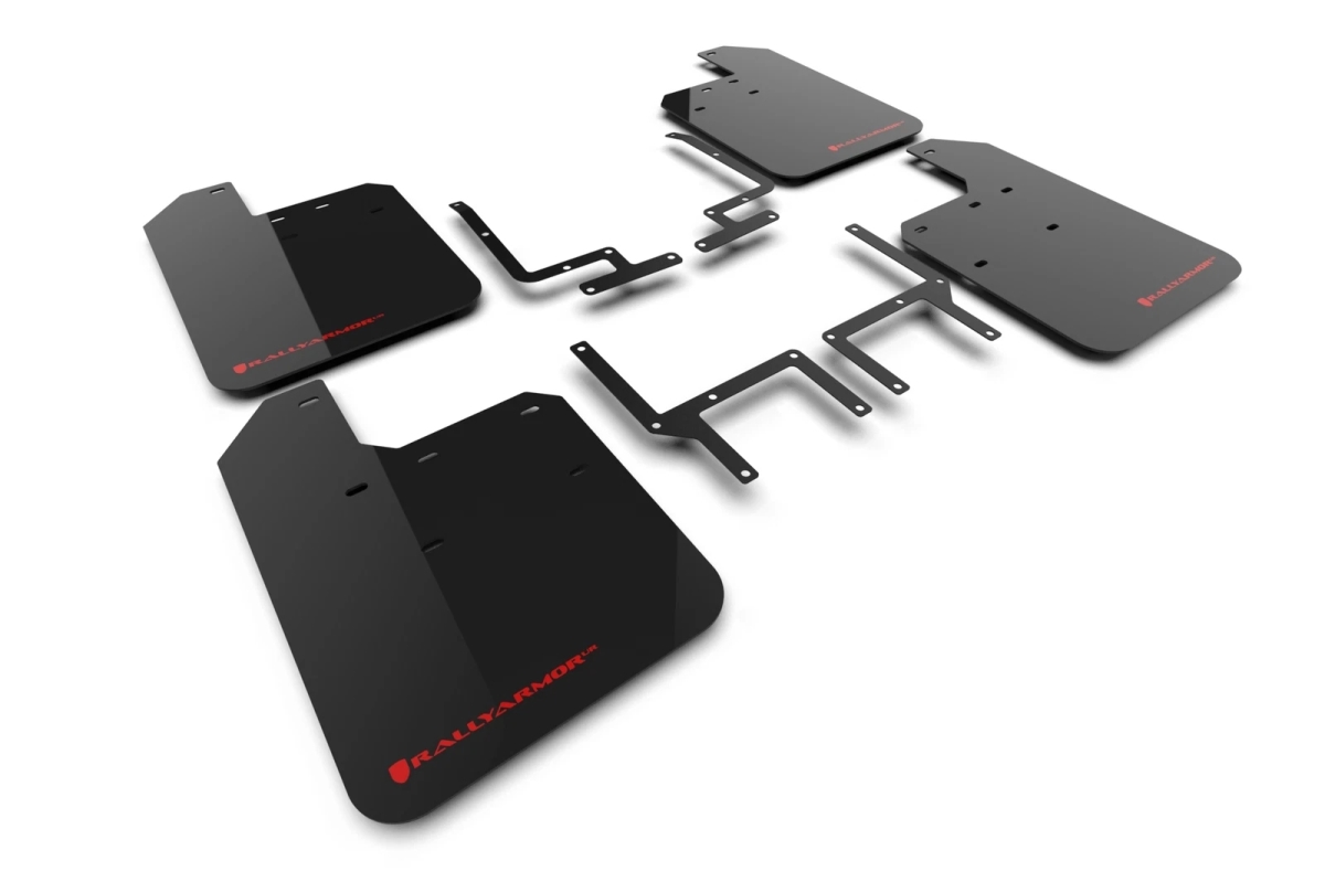 RARMF124-UR-BLK-RD Front & Rear Mud Flap Kit for 2021-2023 Jeep Wrangler Rubicon - Black & Red Logo