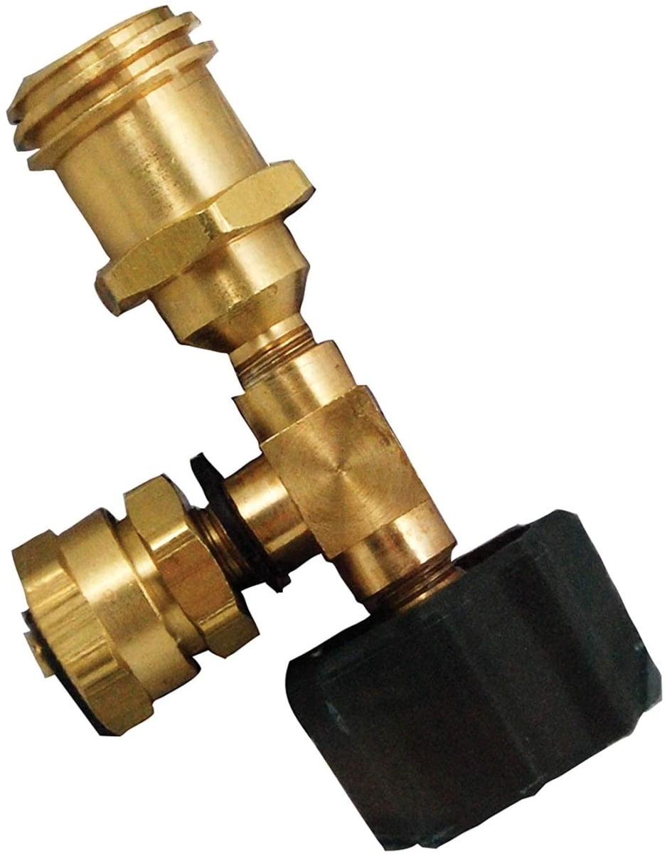 MECME418P Camping Elbow Propane Tee Adapter - Brass