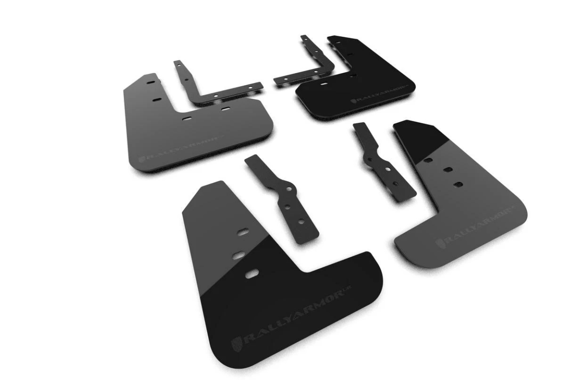 RARMF126-UR-BLK-MBK Front & Rear Mud Flap Kit for 2021-2024 Mustang, Metallic Black Logo