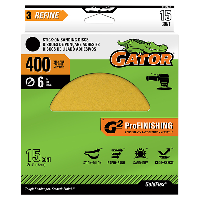 GTF8258043 Sanding Discs - 6 in., 400 Grit, Gold - Pack of 15