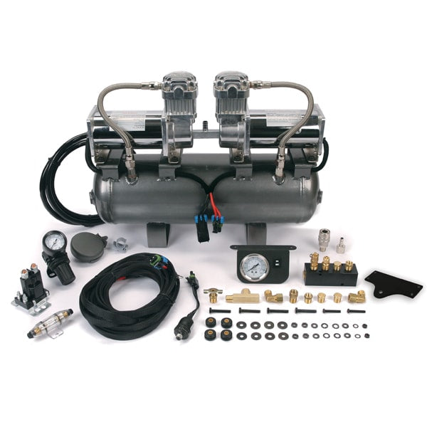 Viair VIA30018 High-Pressure Tank with Two 380CS Air Compressors & No Crossmember for Universal - 200 PSI, 2 gal