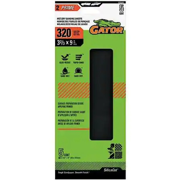 GTF8265043 10.67 x 9 in. 320 Grit Clamp On Waterproof Sanding Sheets - Pack of 5