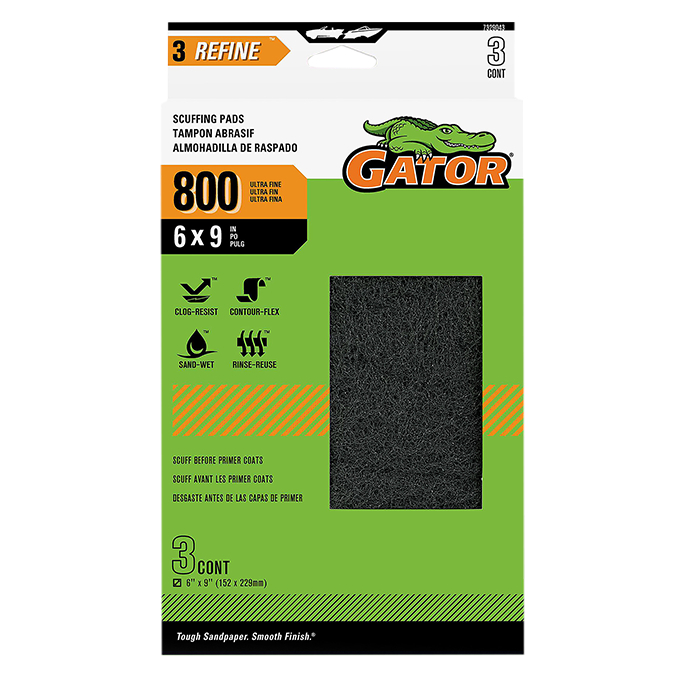 GTF7329043 Scuffing Pads - 800 Grit, 6 x 9 in. - Pack of 3