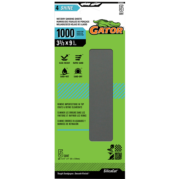 GTF8268043 Waterproof Clamp-on Sanding Sheets - 1000 Grit, 10.67 x 9 in. - Pack of 5