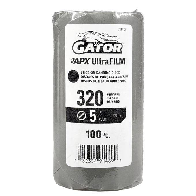 GTF391489 Sanding Discs - 5 in., 320 Grit, PSA, Gray - Pack of 100