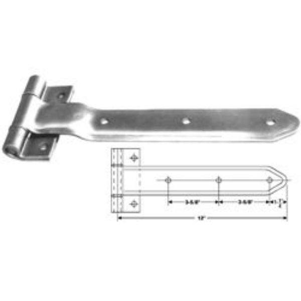 PHM2212 12 in. Emboss Zinc Plated Reverse Bracket Hinge