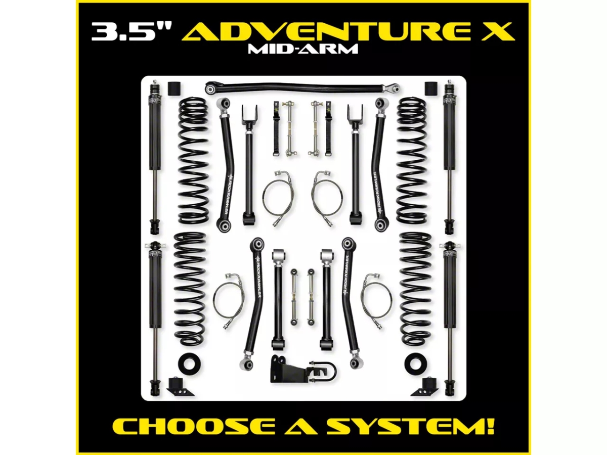 RKRJK35AXM-2 0718 Wrangler JK 2 Door 3.5 in. Adventure X System Front-Rear Lift Kit