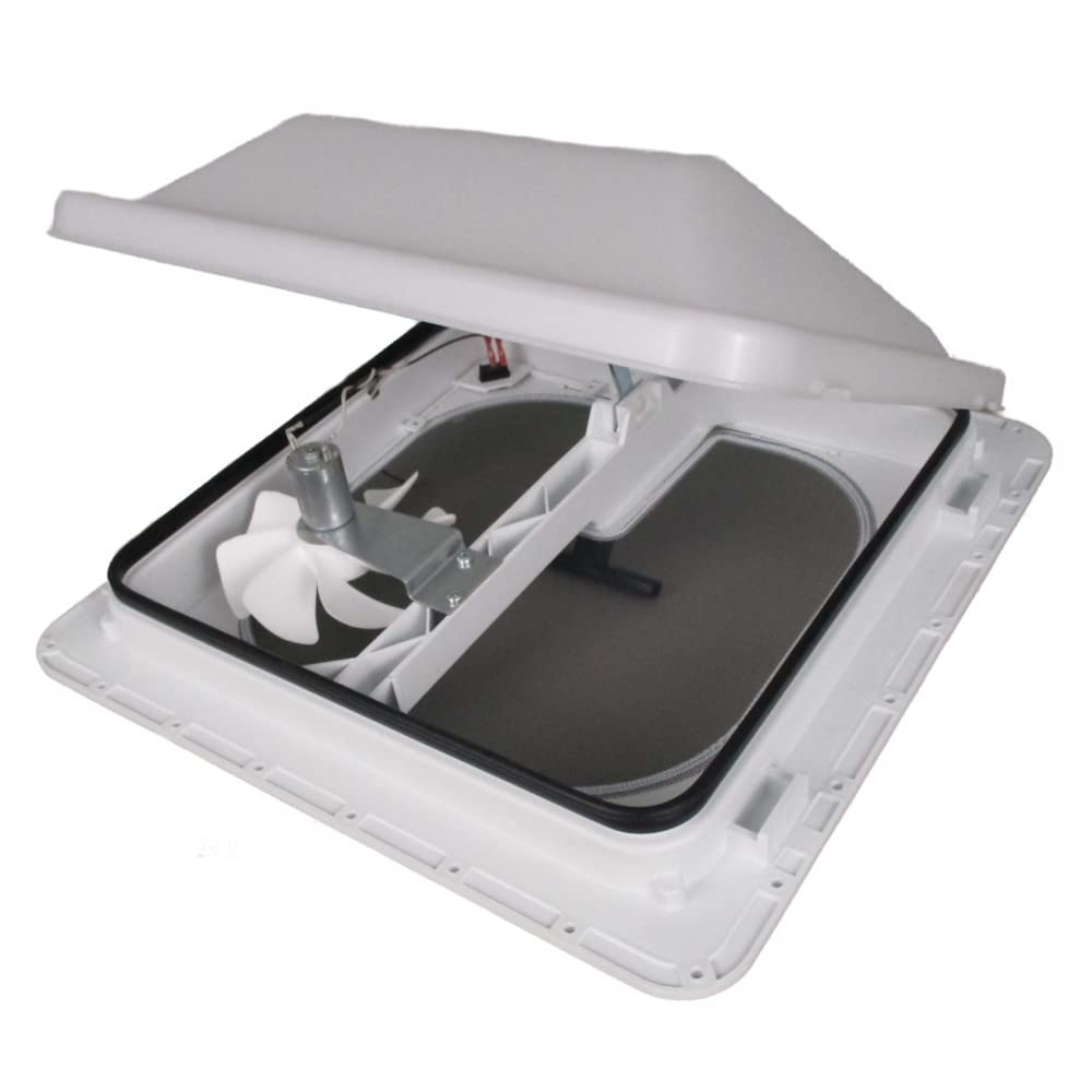 VENV3094-601-00 Dome Screen Frame Roof Vent - Plastic Flange, Polar White, White, 12V