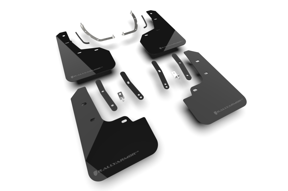 RARMF135-UR-BLK-DGRY Mud Flap for 2025 Tucson HEV & N Line - Front & Back, Dark Grey Logo & Black