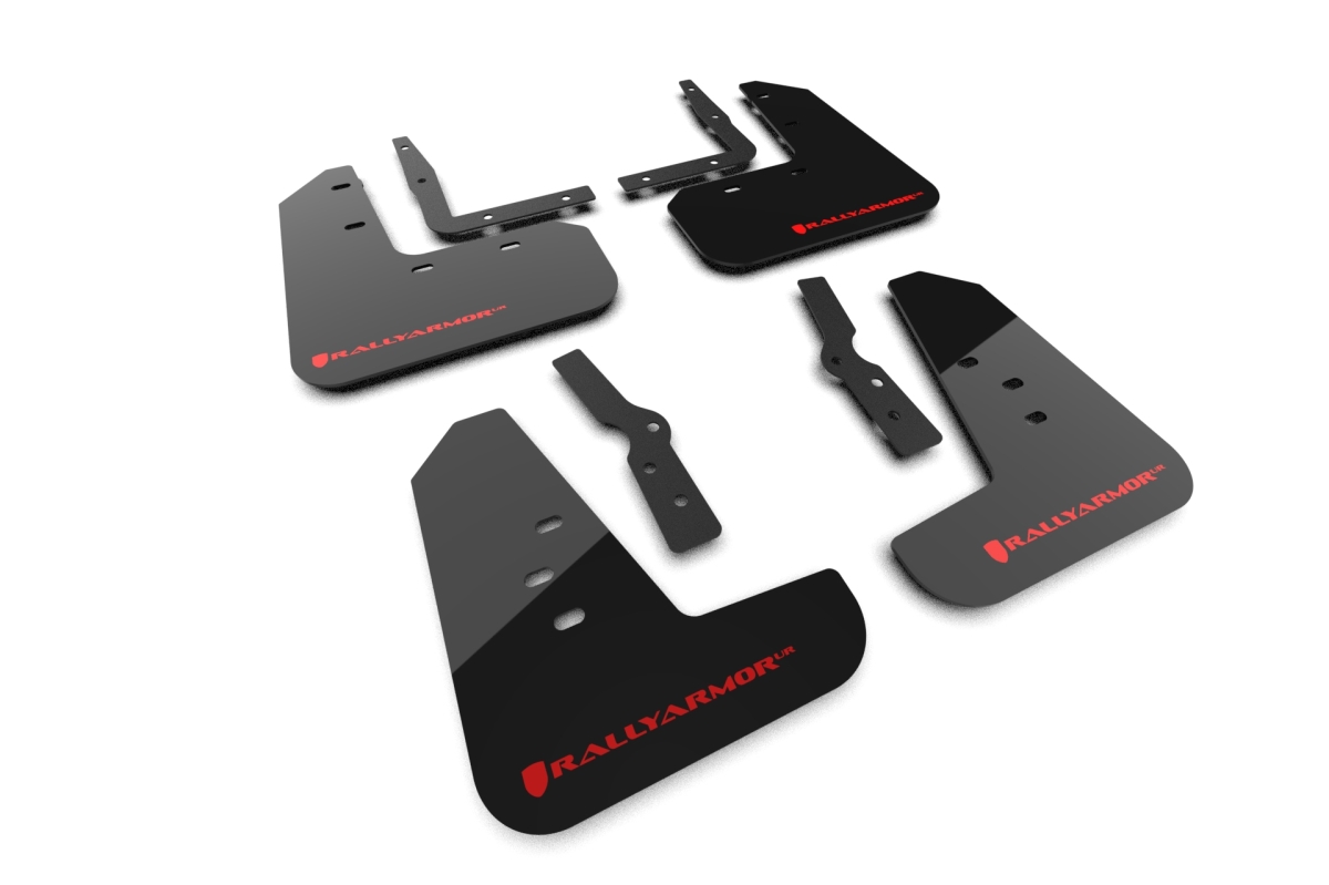 RARMF126-UR-BLK-RD Mud Flap for 2024 Ford Mustang - Front & Rear, Black, Red Logo