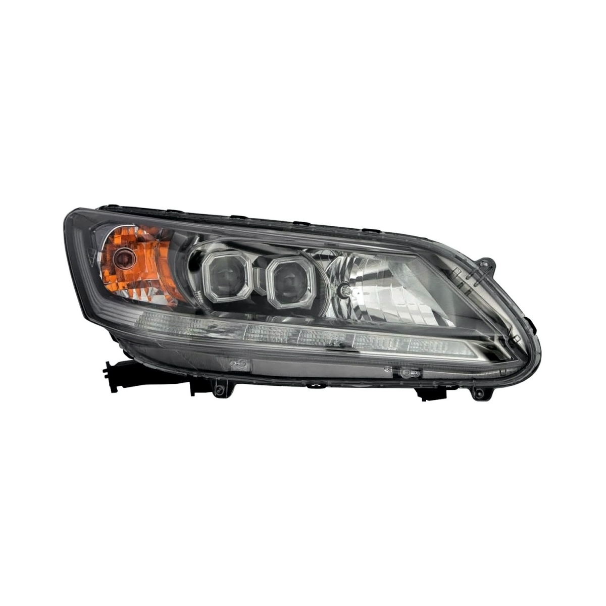 MZN317-1168R-AC3 CAPA Right Hand Composite Headlamp Assembly for 2014-2015 Honda Accord Hybrid - Black Housing - Clear Lens