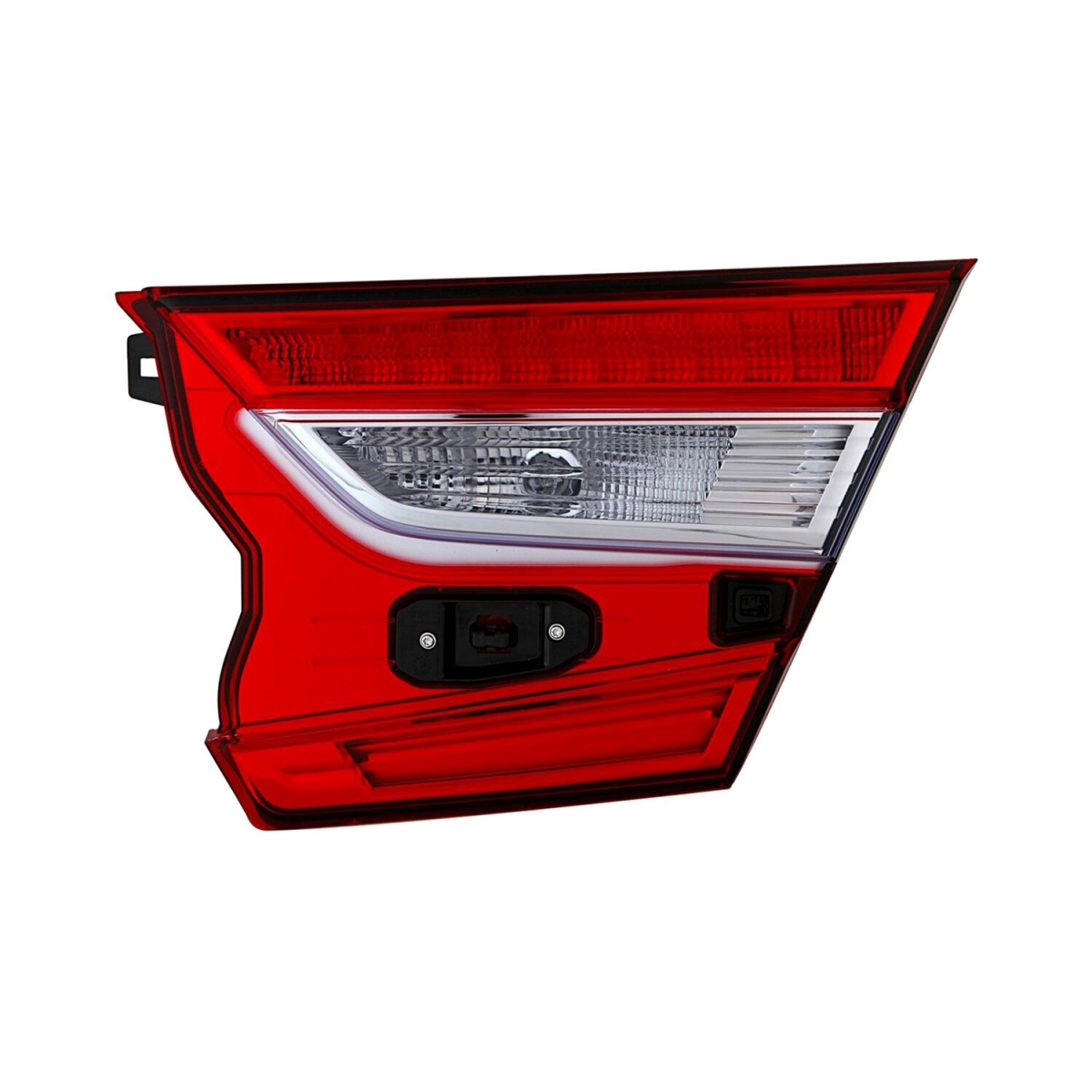 CAPA Right Hand Inner Backup Tail Lamp Assembly for 2018-2020 Honda Accord Hybrid Base-EX-EX-L Models - Chrome Housing - Red & Clear Lens