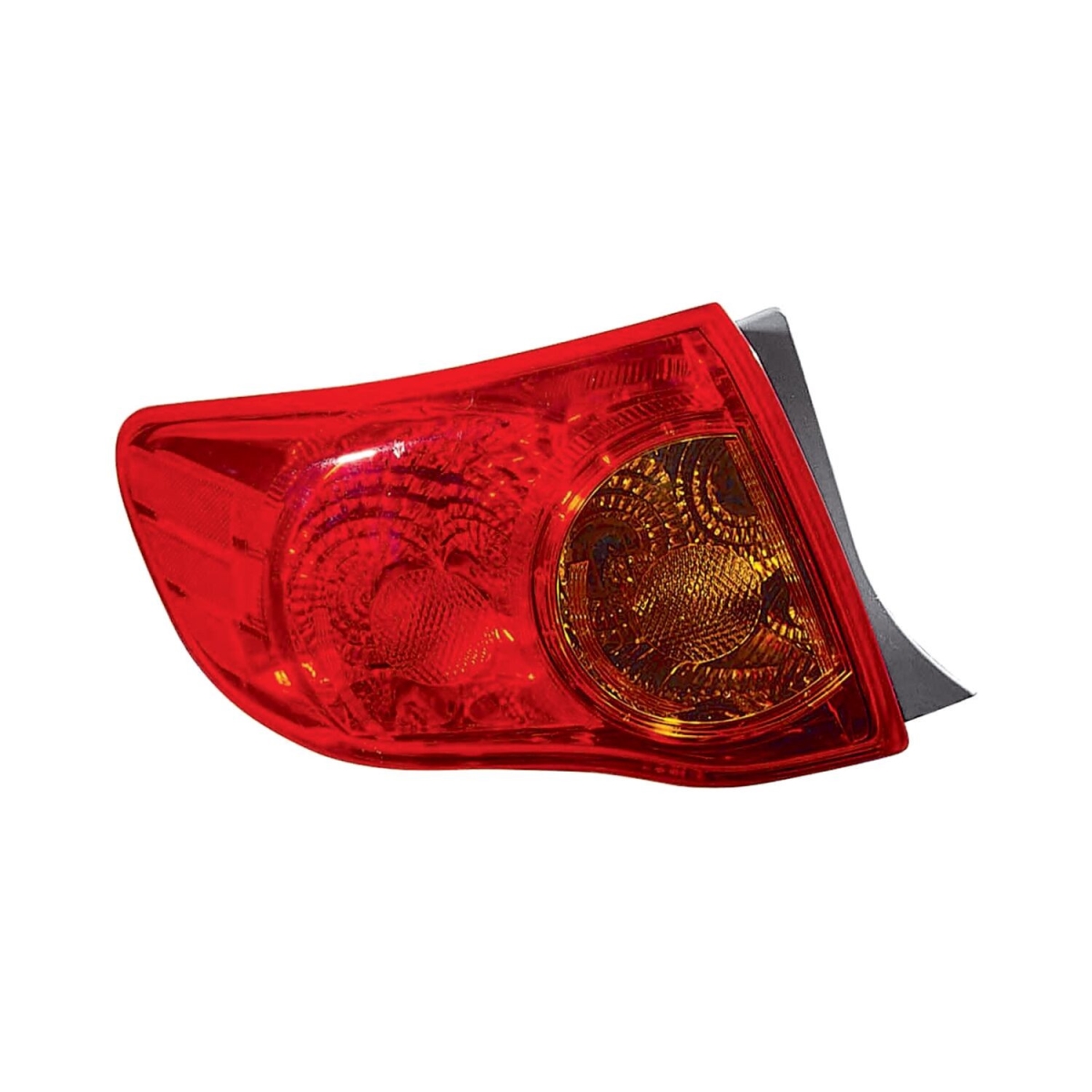 MZN312-1992L-AC CAPA Left Hand Taillamp Assembly for 2009-2010 Toyota Corolla - Chrome Housing - Red & Amber Lens