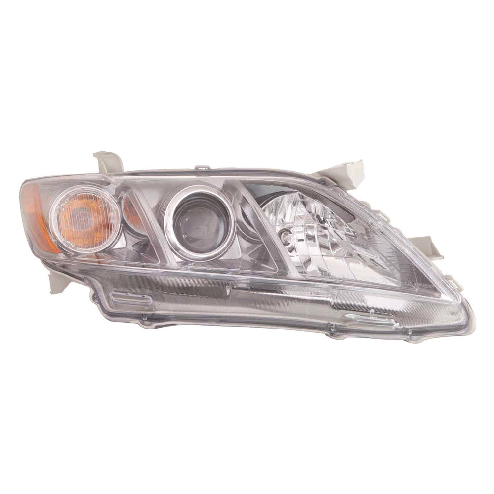 MZN312-1198R-ACN7 CAPA Right Hand Headlight Assembly for 2007-2009 Toyota Camry SE Model - Chrome Housing - Clear Lens