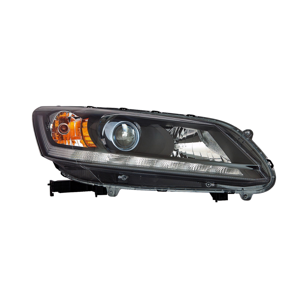 MZN317-1167R-ACN3 CAPA Right Hand Headlight Assembly for 2014-2015 Honda Accord Hybrid - Black Housing - Clear Lens