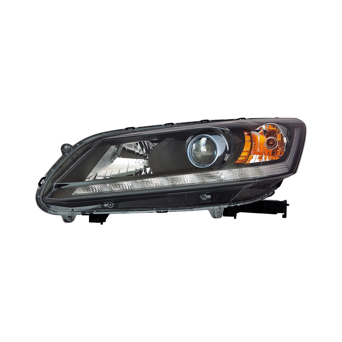 MZN317-1167L-ACN3 CAPA Left Hand Headlight Assembly for 2014-2015 Honda Accord Hybrid - Black Housing - Clear Lens