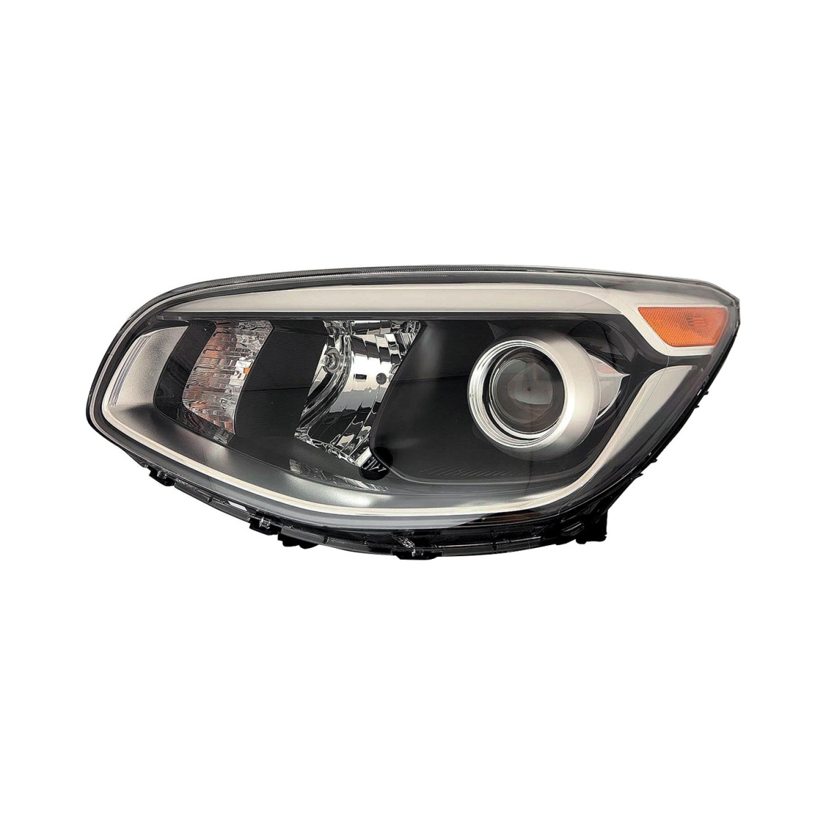 MZN323-1150L-AC2 CAPA Left Hand Headlight Assembly for 2017-2019 Kia Soul - Black Housing - Clear Lens