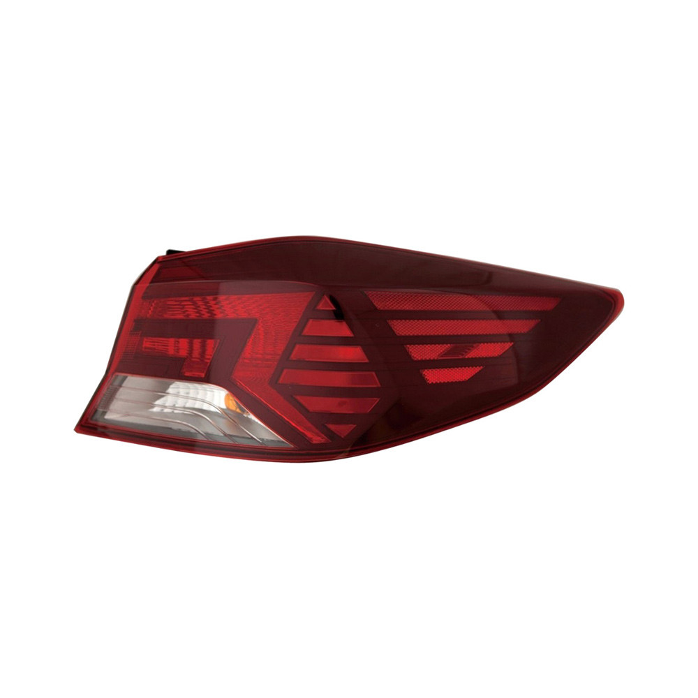 MZN321-1988R-AC CAPA Right Hand Outer Taillamp Assembly for 2019-2020 Hyundai Elantra SE Model - Black & Chrome Housing - Red & Clear Lens
