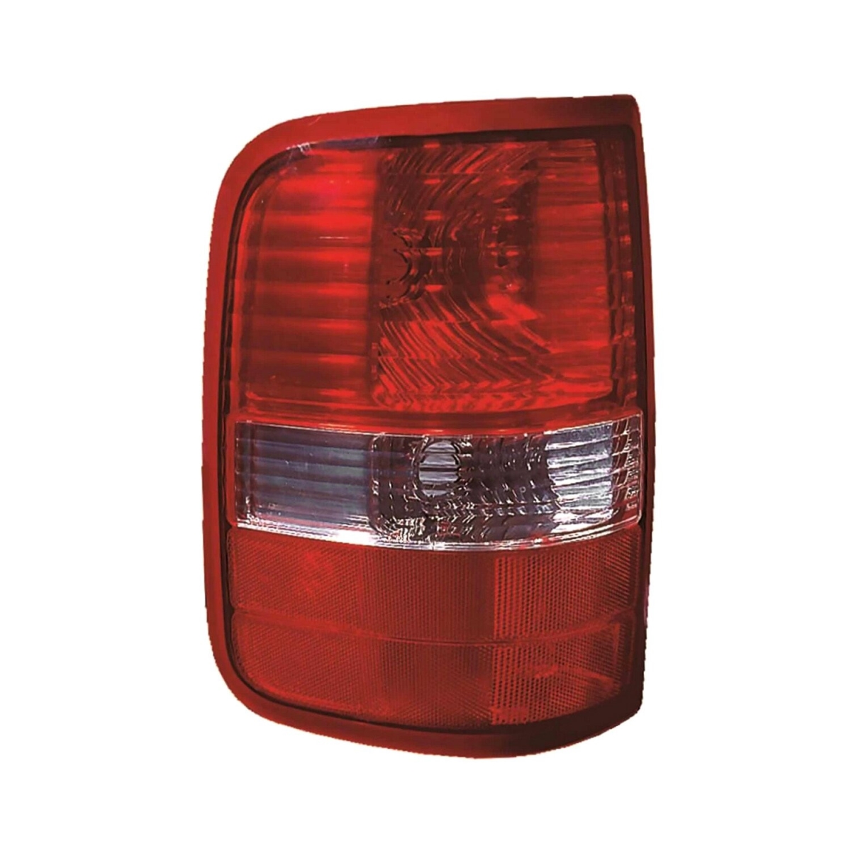 MZNK30-1919L-UC CAPA Left Hand Taillamp Assembly for 2004-2008 Ford F-150 - Chrome Housing - Red & Clear Lens