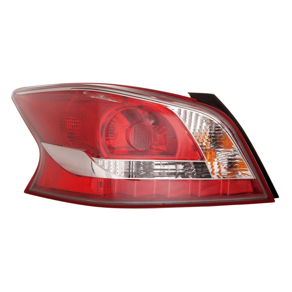 MZN315-1977L-AC CAPA Left Hand Taillamp Assembly for 2013-2014 Nissan Altima Sedan - Chrome Housing - Red & Clear Lens