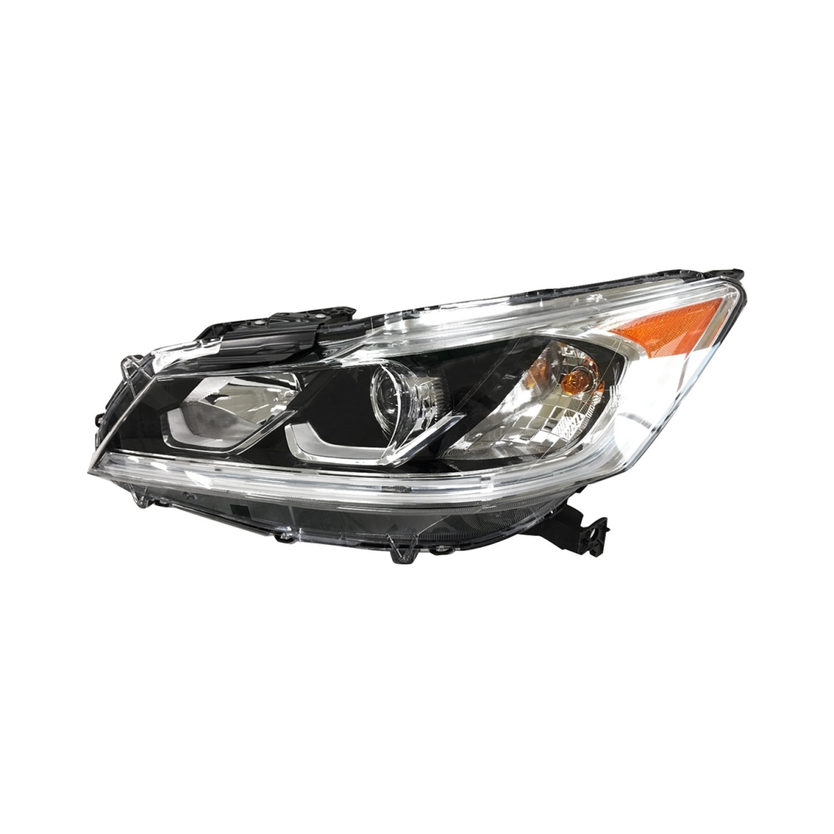 MZN317-1176L-ACN2B CAPA Left Hand Halogen Headlight Assembly for 2017 Honda Accord Hybrid - Black Housing - Clear Lens