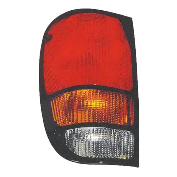 MZN316-1901L-UC CAPA Left Hand Taillamp Assembly for 1994-2000 Mazda Pickup - Chrome Housing - Red, Amber & Clear Lens
